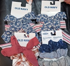 Old Navy Hair Accessories Scrunchies Hair Ties 2 Pack Check Multi bows 4 packs
