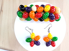 Vintage-Style Novelty Candy Jewelry Set Y2K Aesthetic Rainbow Jelly Bean Earring