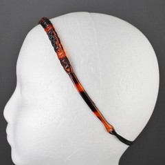 Brown circle chain link jelly skinny narrow headband soft stretch grip teeth