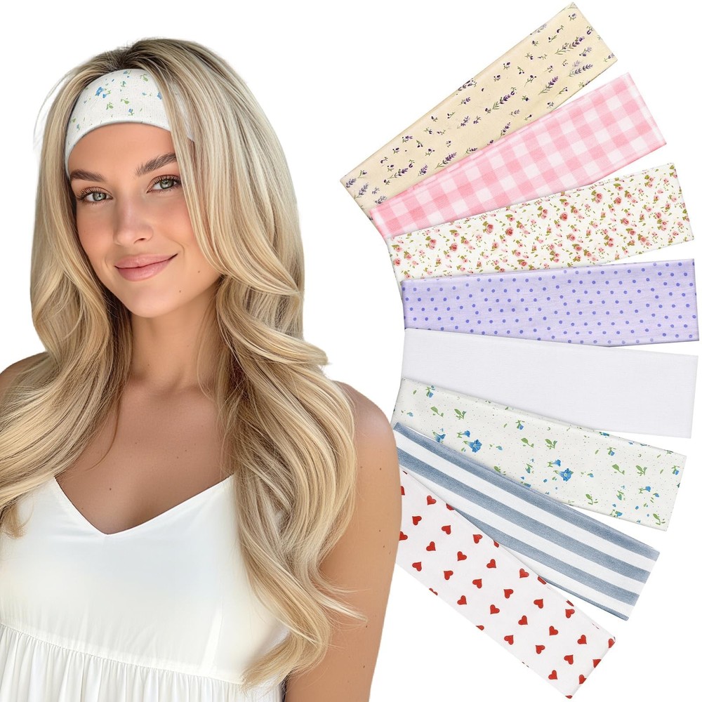 8 Pcs Fashion Headband Women Soft Fabric Valentine Birthday Gift
