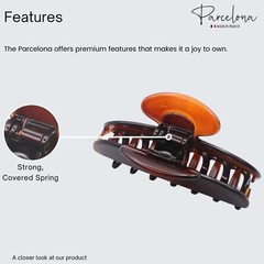 Parcelona French Glossy Oval Medium 3.5″ Cellulose No Slip Hair Claw for Women