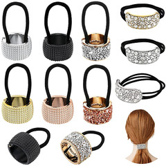 8 Pieces Rhinestone Hair Ponytail Holder Plastic Metal Gothic Punk Elastic Hair