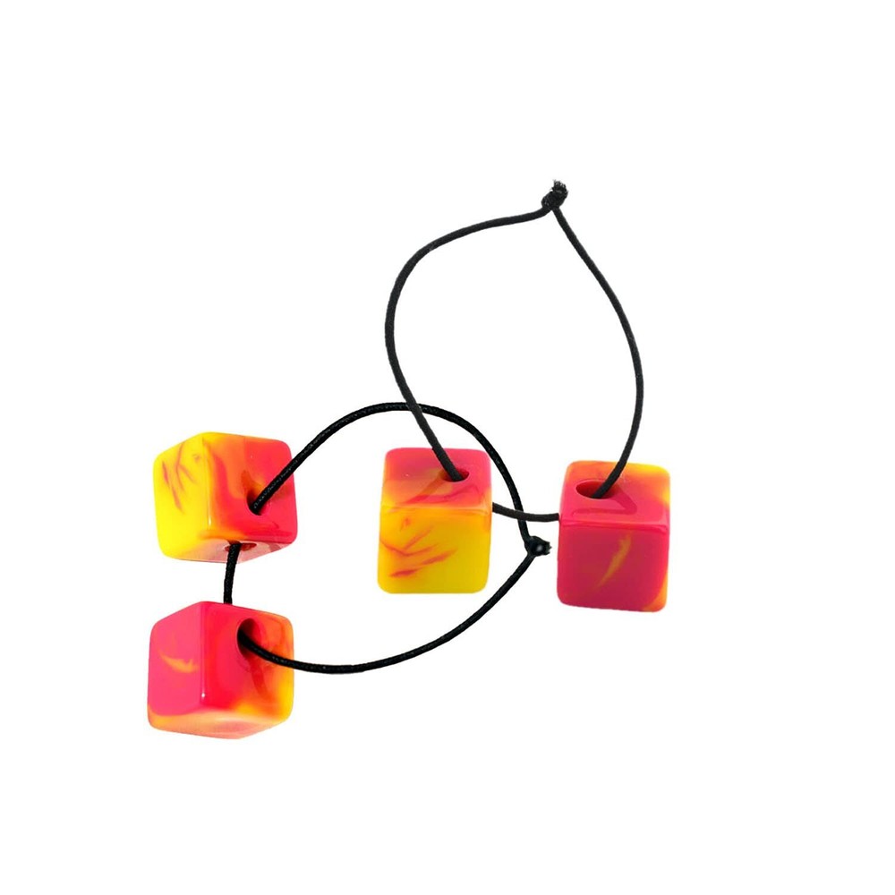 Parcelona French Twin Cube Small Celluloid Acetate Elastic Hair Ties (2 Pcs)