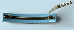 13C Versailles Chanel Hair Clip Barrette CC logo Gold Light Blue Pearl