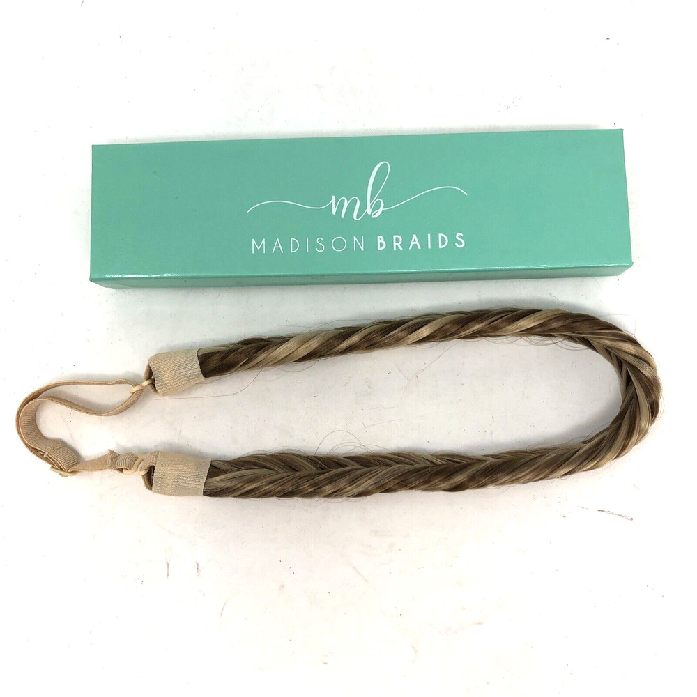Madison Braids Braided Headband Arisa Fishtail Brunette Blond Adjustable Elastic