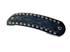 Western Womens Barrette 4.5 x 1.5 in Leather Studded Cowgirl Rodeo Horse Show Bl