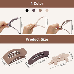 12 Pack Flat Hair Clips for Women – Matte Neutral Square Claw Clips, Flat Barret