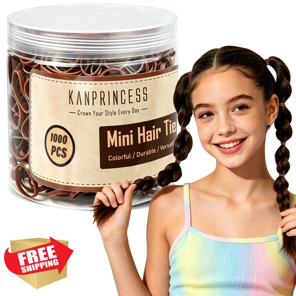 KANPRINCESS 1000pcs Brown Mini Hair Rubber Bands