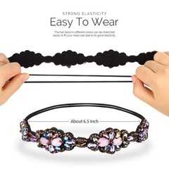 Teenitor 5pcs Elastic Beaded Headbands, Jewels Hairbands Hat Bands, Crystal R…
