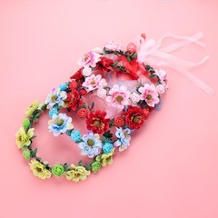 Rose Flower Crown Bridal Halo Headpiece Bohemia Garland Girls Floral Wreath