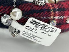 NEW ICING Claires Tarn Plaid Faux Pearl Rhinestone Stud Headband Hair Accessory