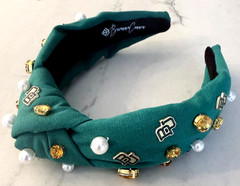 Brianna Cannon Baylor Bears Knot Headband Logo Charms Pearls Crystals
