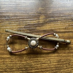 Medium Lilla Rose Flexi Hair Clip Leather Gold & Pearl M