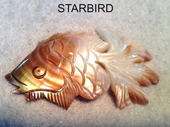 PINK CARVED FISH MOTHER OF PEARL CLAM SEA SHELL HAIR BARRETTE 80’s VINTAGE