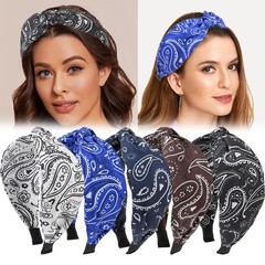 Paisley Print Headbands, Wide Knotted Turban Hair Bands for Women and Girls, …