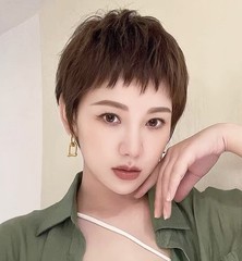 New Fashion 100% Human Hair Uneven Pixie Cut Women’s Wig, Adjustable Free Size
