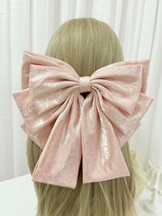 Fashionable Solid Color Stereo Bow Hair Clip For Female Girls Rose Print Five La