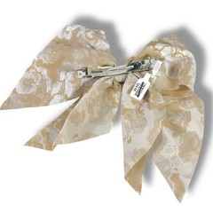 Free People Ethereal Dainty Rose Floral Twiggy Bow Barrette Neutral Tan Cream