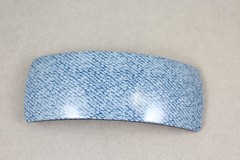 Denim pattern barrette plastic rectangle hair clip 3 1/8″ long blue jeans