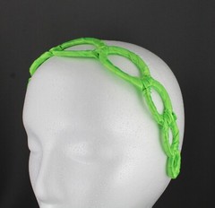 Green satin wrapped fabric 1 3/8″ wide headband oval chain link cut out pattern