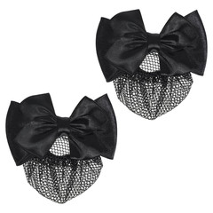 2 Pieces Hair Snood Net, Women’s Bun Cover Hairnet Satin Bow Barrette French Cli