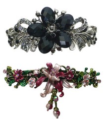 Set of 2 Large Barrettes for Thick Hair Women Girls 2 Styles 0052&010-3-1stGroup