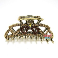 Beautiful brown rhinestone crystal hair claw clip bronze alloy free shipping USA
