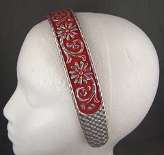 Orange Silver carved look floral vine plastic headband hair band accessory teeth