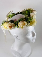 Ivory Rose Boho Flower Crown Wedding Festival Adjustable Hair Wreath Halo FH_B