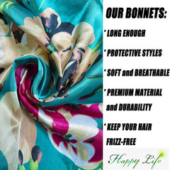 2 Pcs Silk Bonnet for Women Satin, Soft Elastic Band Silky Sleeping Cap Big Bonn