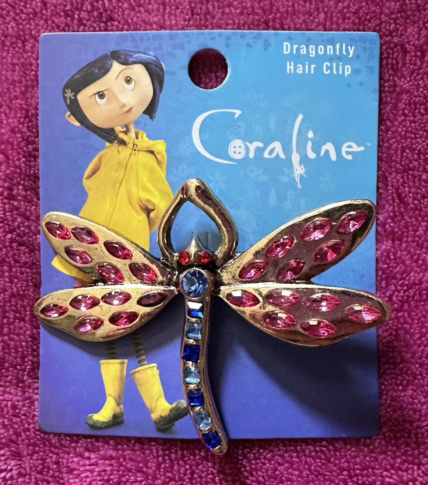 Coraline Rhinestone Accented Goldtone Dragonfly Hair Clip – Licensed – NWT