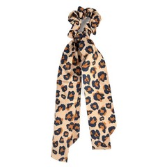 Nollia 4 Sets Cheeta Print Scrunchies With Matching Hair Ties, Satiny Fabric