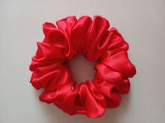 Extra Large Hair Scrunchies Silk/Satin Plain Red Colour Handmade Hair Scrunchies