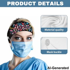 Nursing Headbands for Women with Button for Mask Doctor Nurse Sweatband Fashi…