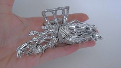 Large silver metal wavy hair claw clip for medium thick hair