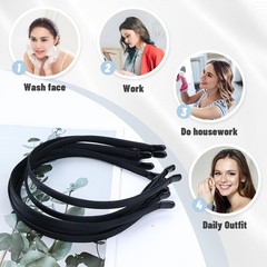 20 Pack Black Satin Cloth Fabric Covered Thin Metal Headbands DIY Crafting Pl…