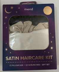 MEND Satin Haircare Kit 1 Standard Size Pillowcase 2 Schrunchies Gift Set NEW