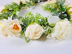 Ivory Rose Boho Flower Crown Wedding Festival Adjustable Hair Wreath Halo FH_B