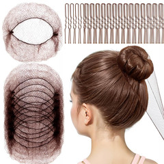 Hair Net for Kids, Invisible Hair Nets 20PCS with U Shaped Bobby Pins 40PCS,30cm