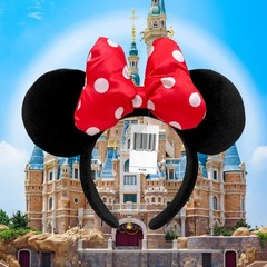 Classic Disney’ Parks Black Red Bow Headband Polka Dot Minnie Mickey Mouse Ears