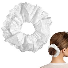 White Lace Scrunchies Large Elastic Hair Ties Double Layer No Damage Women