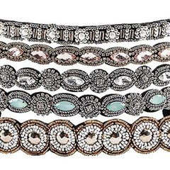 Teenitor Rhinestone Beaded Elastic Headband, Fashionable Handmade Crystal Beaded