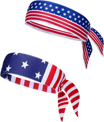 2PCS American Flag Bandana Headbands USA Patriotic Headband for Men Women Perfec