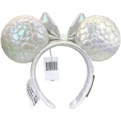 Disney-Parks White Synthetic Leather Loungefly Minnie Ears Mickey Mouse Headband