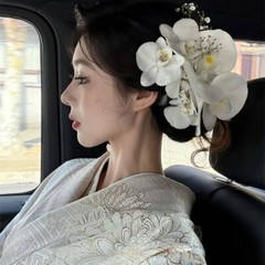 White Orchid Hair Clip Chinese Style Side Flower Hairpin Women Fashion Accessory