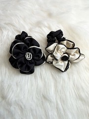 camellia flower hair tie Elastic Band Lot 2 Black White new handmade gift