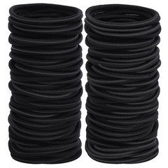 100Pcs Womens Elastics Hair Tie, 4MM Black Ponytail Holders Hair Bands, 2 Inch i