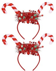 2Pcs Christmas Headbands Light Up Candy Cane Headband Glowing New Years Headp…