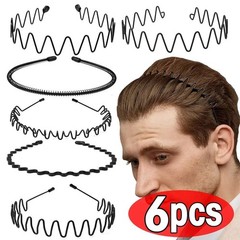 6Pcs Metal Hair Headband Wave Style Hoop Band Comb Sports Hairband Men Women US
