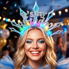 Light up Headband Happy Birthday Headbands LED Hair Accessories for Women